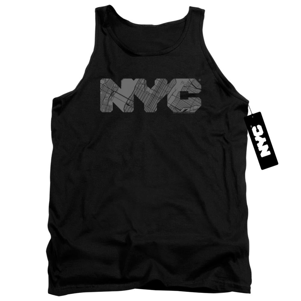 New York City NYC Map Fill Men's 18/1 Cotton Tank Top