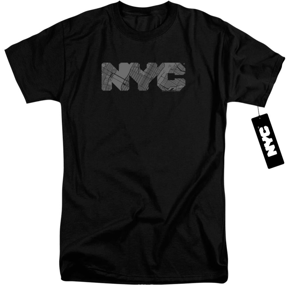 New York City NYC Map Fill Men's 18/1 Tall Cotton Short-Sleeve T-Shirt