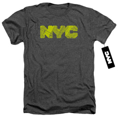 New York City NYC Map Fill Men's 30/1 Heather 60 40 Poly Short-Sleeve T-Shirt