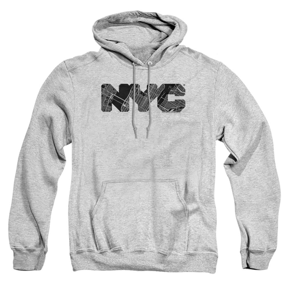 New York City NYC Map Fill Men's Pull-Over 75 25 Poly Hoodie