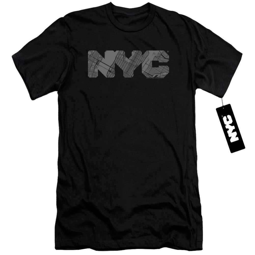 New York City NYC Map Fill Men's Ultra-Soft 30/1 Cotton Slim Short-Sleeve T-Shirt