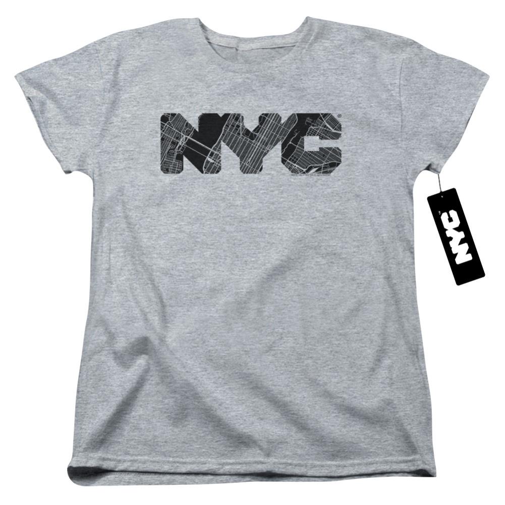 New York City NYC Map Fill Women's 18/1 Cotton Short-Sleeve T-Shirt