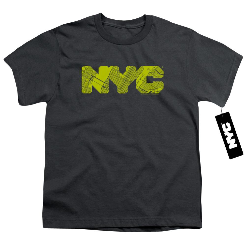 New York City NYC Map Fill Youth 18/1 100% Cotton Short-Sleeve T-Shirt