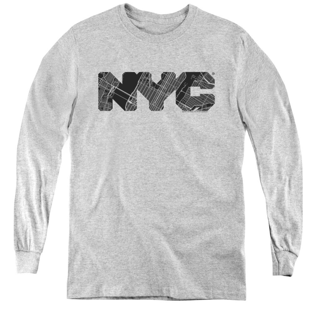 New York City NYC Map Fill Youth Long-Sleeve T-Shirt