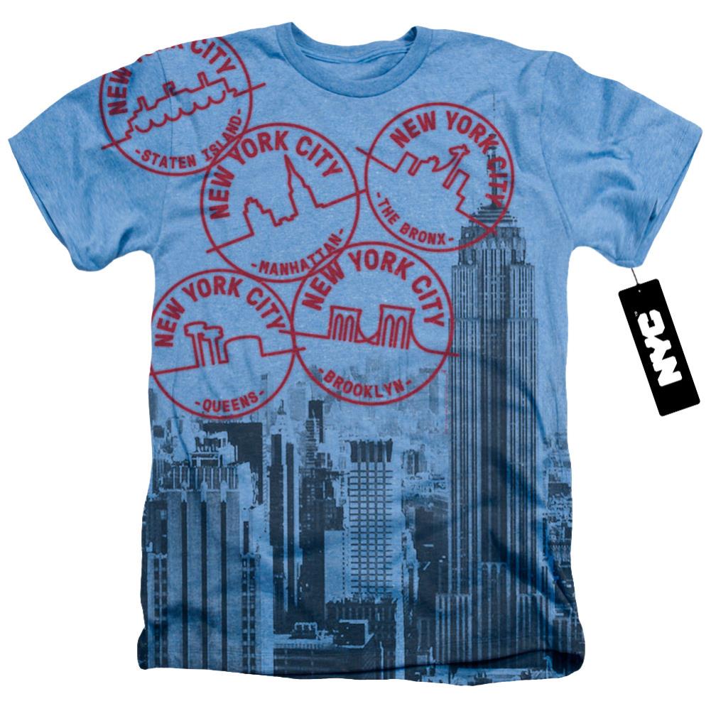New York City Passport To NYC Men's 30/1 Cotton Poly SS Heather T