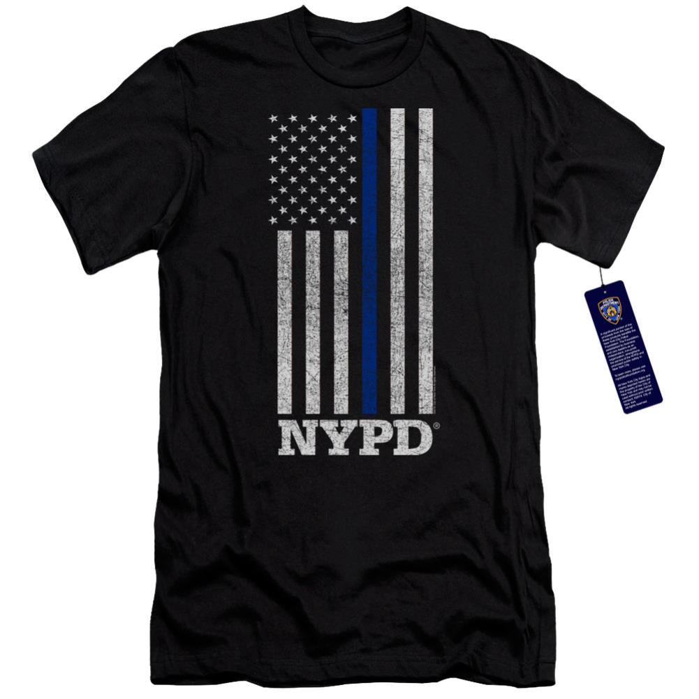 New York City Thin Blue Line Men's Ultra-Soft 30/1 Cotton Slim Short-Sleeve T-Shirt