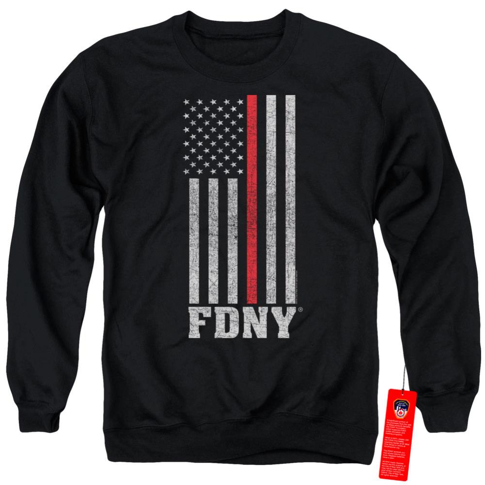 New York City Thin Red Line Men's Crewneck 50 50 Poly Long-Sleeve T-Shirt