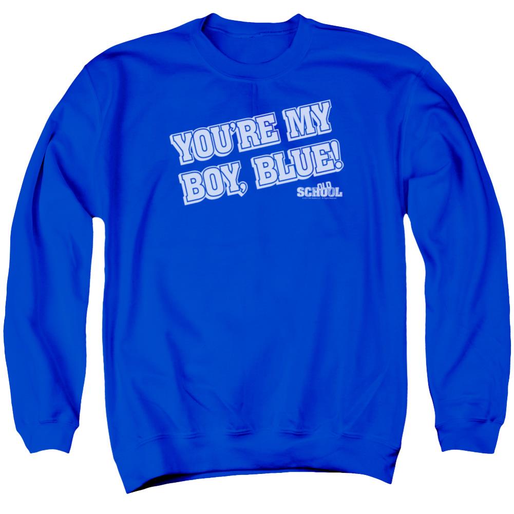 Old School My Boy Blue Men's Crewneck 50 50 Poly Long-Sleeve T-Shirt