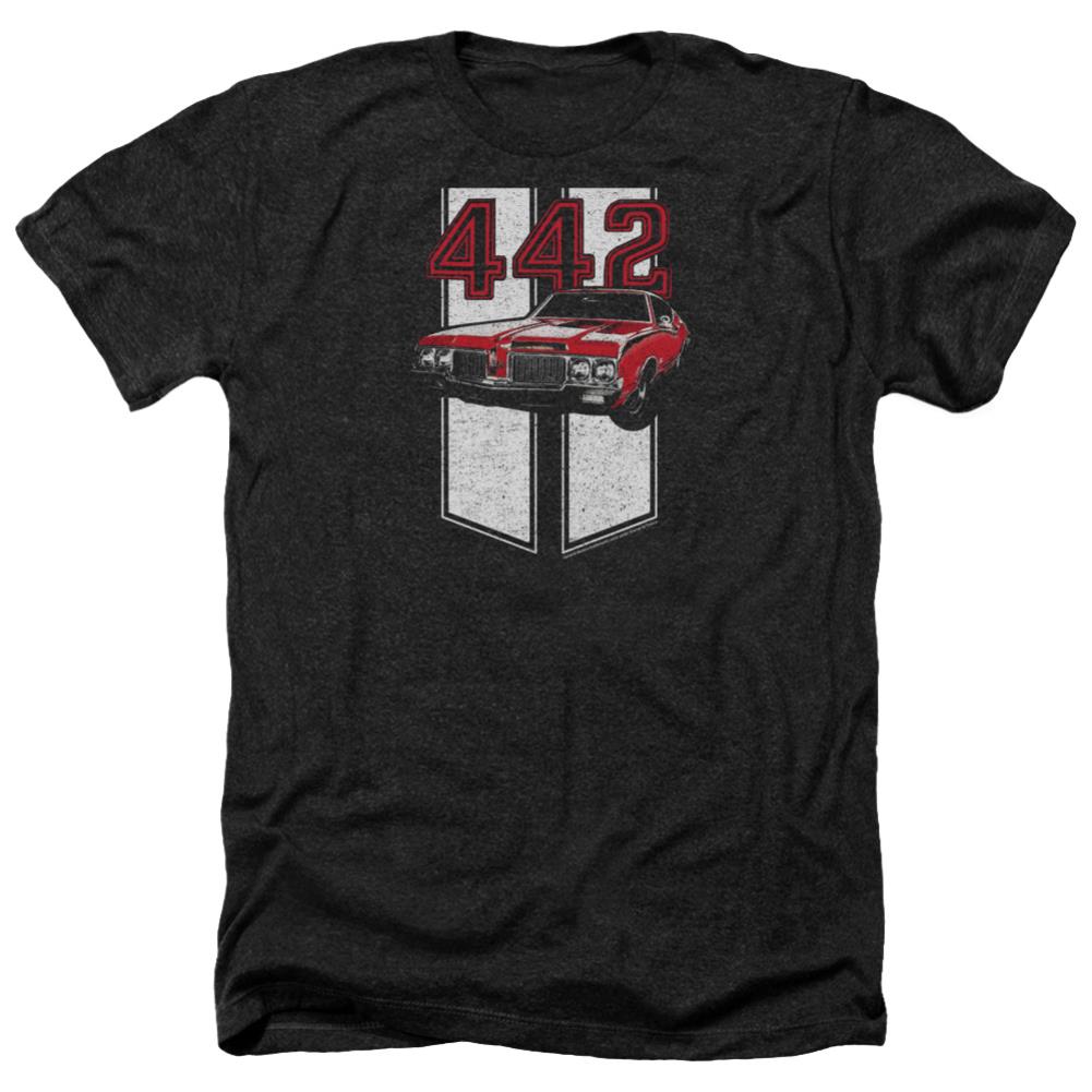 Oldsmobile 442 Men's 30/1 Heather 60 40 Poly Short-Sleeve T-Shirt