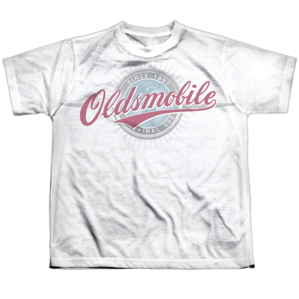 Oldsmobile Oversized And Faded Logo Youth Regular Fit Poly Short-Sleeve T-Shirt