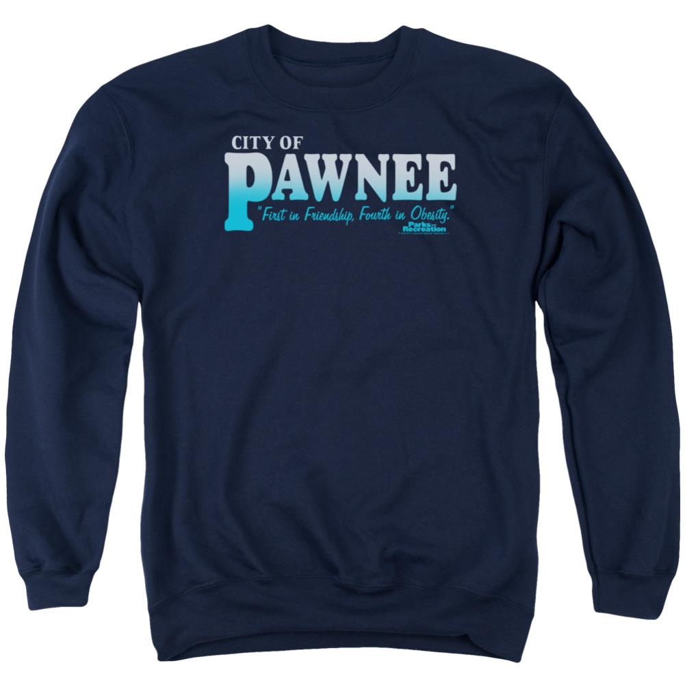 Parks And Recreation Pawnee Men's Crewneck 50 50 Poly Long-Sleeve T-Shirt