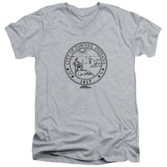 Parks And Recreation Pawnee Seal Men's 30/1 Cotton Slim V-Neck T-Shirt