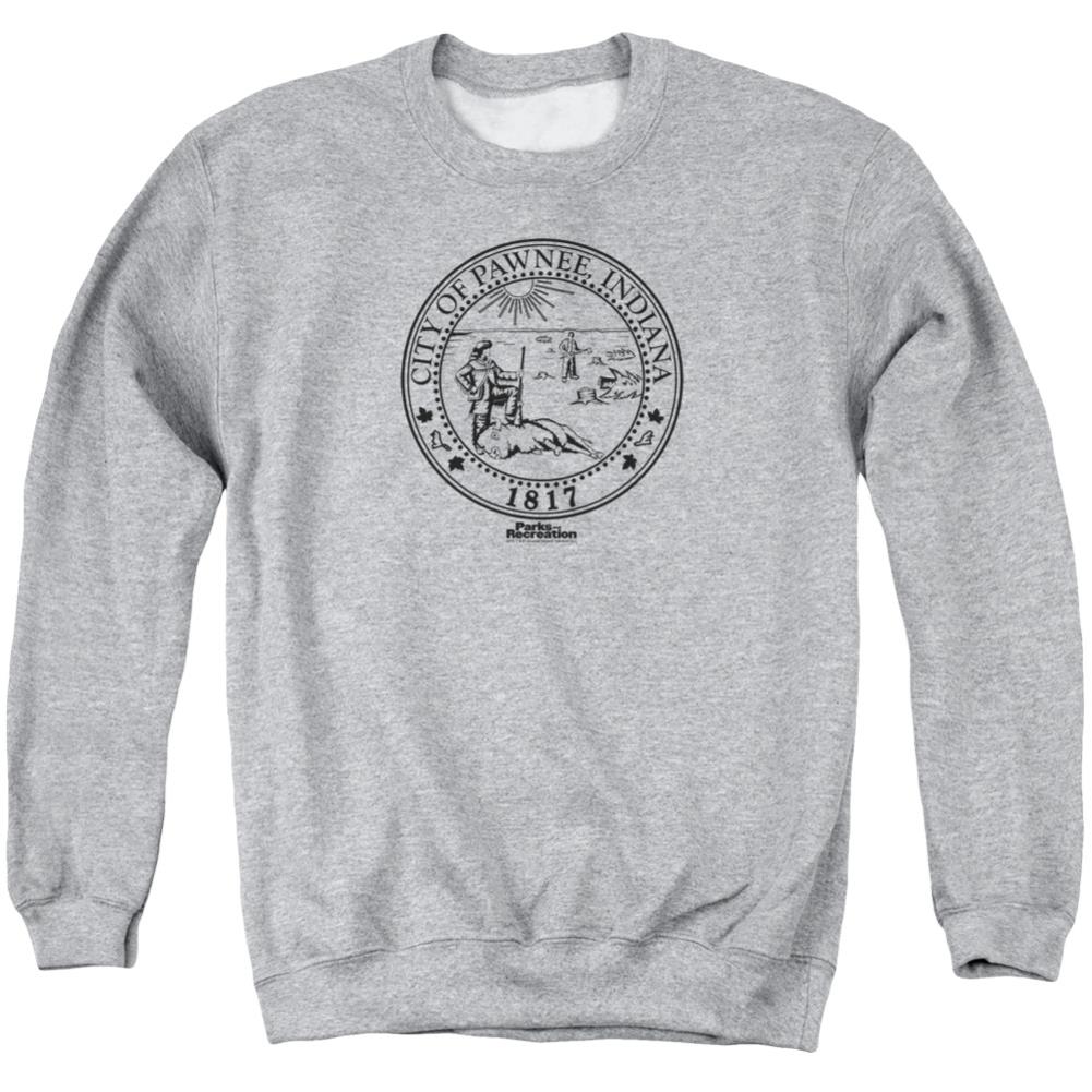 Parks And Recreation Pawnee Seal Men's Crewneck 50 50 Poly Long-Sleeve T-Shirt