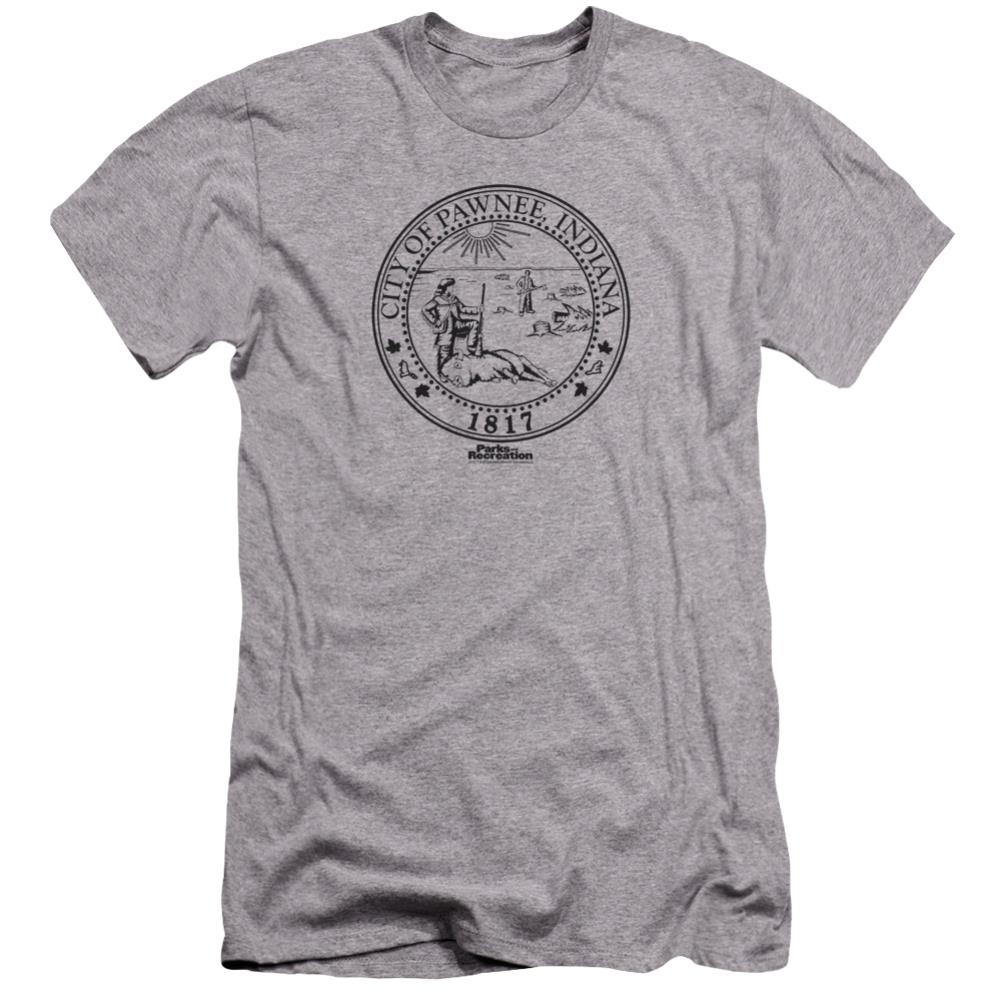 Parks And Recreation Pawnee Seal Men's Ultra-Soft 30/1 Cotton Slim Short-Sleeve T-Shirt