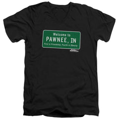 Parks And Recreation Pawnee Sign Men's 30/1 Cotton Slim V-Neck T-Shirt