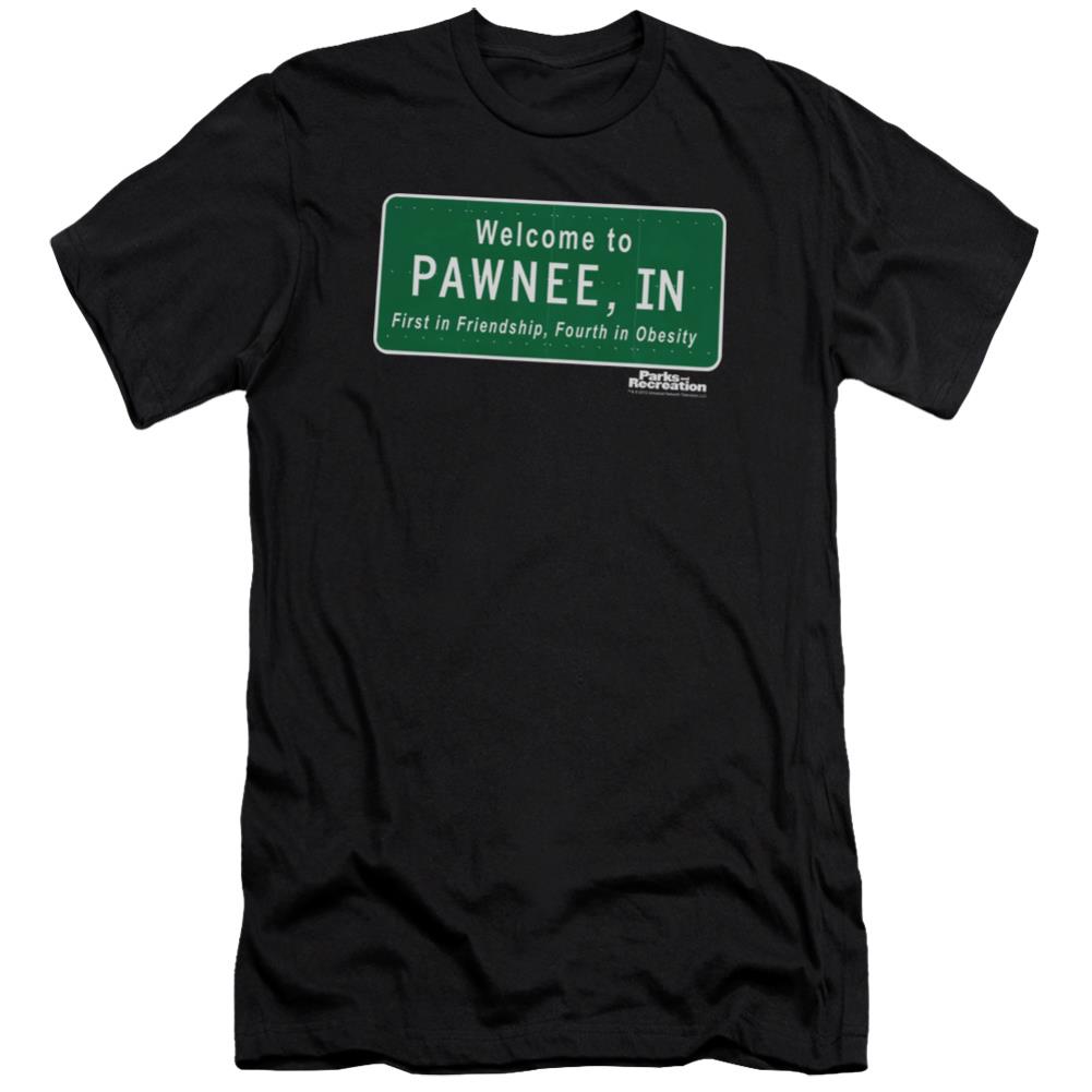 Parks And Recreation Pawnee Sign Men's Ultra-Soft 30/1 Cotton Slim Short-Sleeve T-Shirt