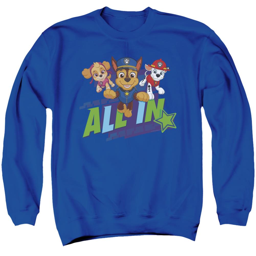 Paw Patrol All In Men's Crewneck 50 50 Poly Long-Sleeve T-Shirt