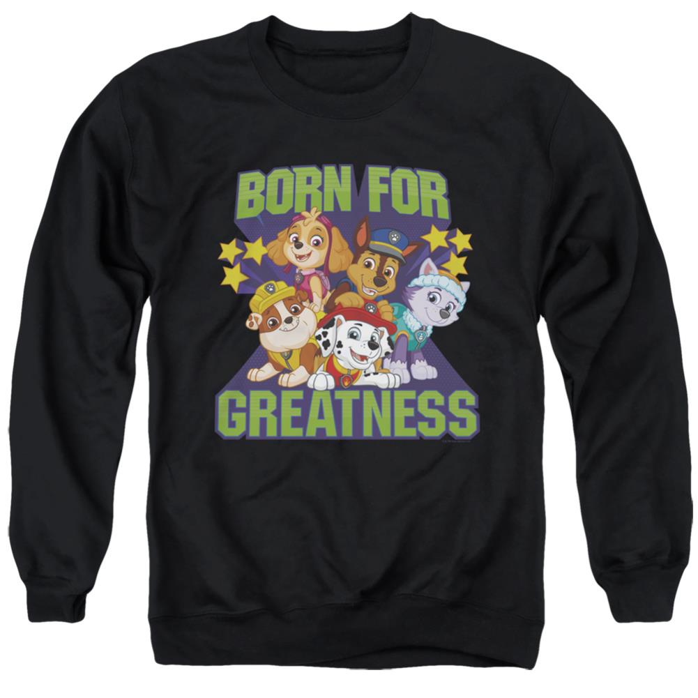 Paw Patrol Born For Greatness Men's Crewneck 50 50 Poly Long-Sleeve T-Shirt