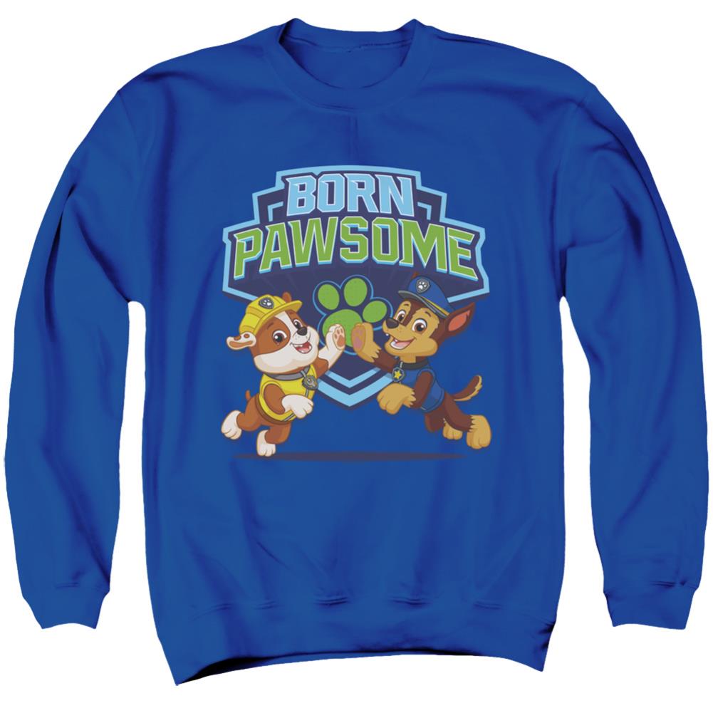 Paw Patrol Born Pawsome Men's Crewneck 50 50 Poly Long-Sleeve T-Shirt