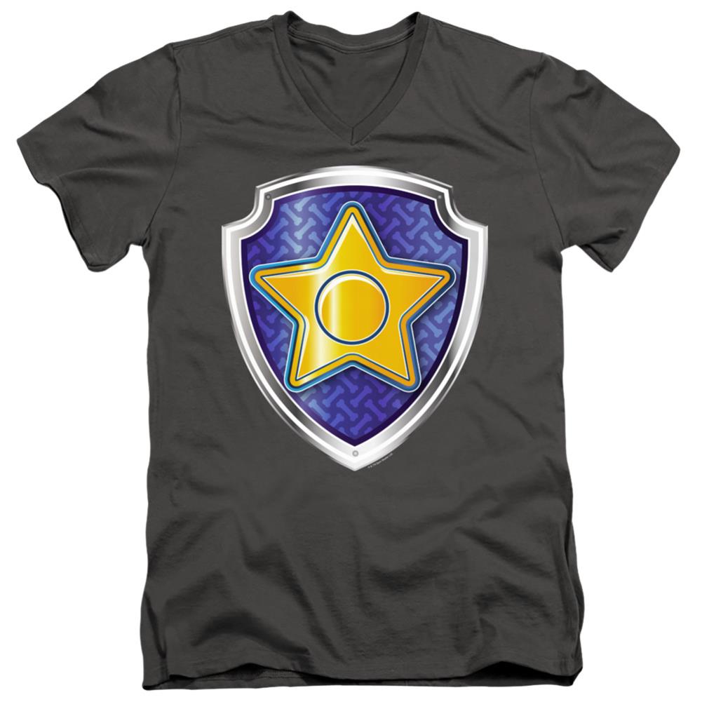 Paw Patrol Chase Badge Men's 30/1 Cotton Slim V-Neck T-Shirt