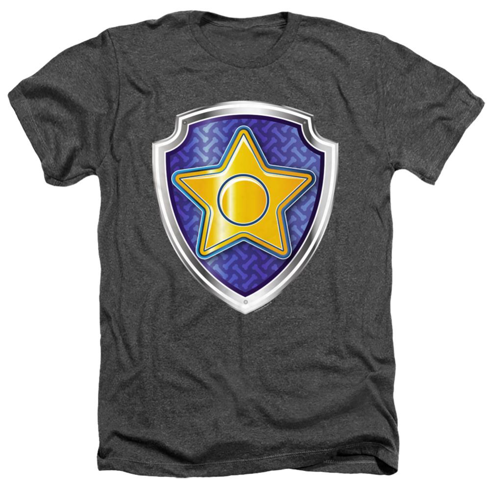 Paw Patrol Chase Badge Men's 30/1 Heather 60 40 Poly Short-Sleeve T-Shirt