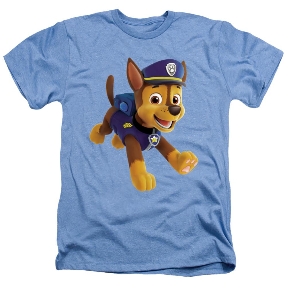 Paw Patrol Chase Men's 30/1 Heather 60 40 Poly Short-Sleeve T-Shirt