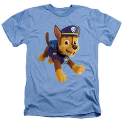 Paw Patrol Chase Men's 30/1 Heather 60 40 Poly Short-Sleeve T-Shirt