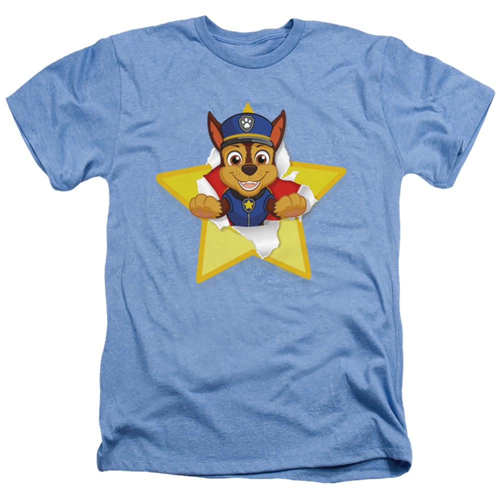 Paw Patrol Chase Torn Star Men's 30/1 Heather 60 40 Poly Short-Sleeve T-Shirt