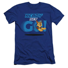 Paw Patrol Ready Set Go! Chase Men's Ultra-Soft 30/1 Cotton Slim Short-Sleeve T-Shirt