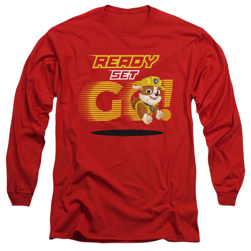 Paw Patrol Ready Set Go! Rubble Men's 18/1 Cotton Long-Sleeve T-Shirt