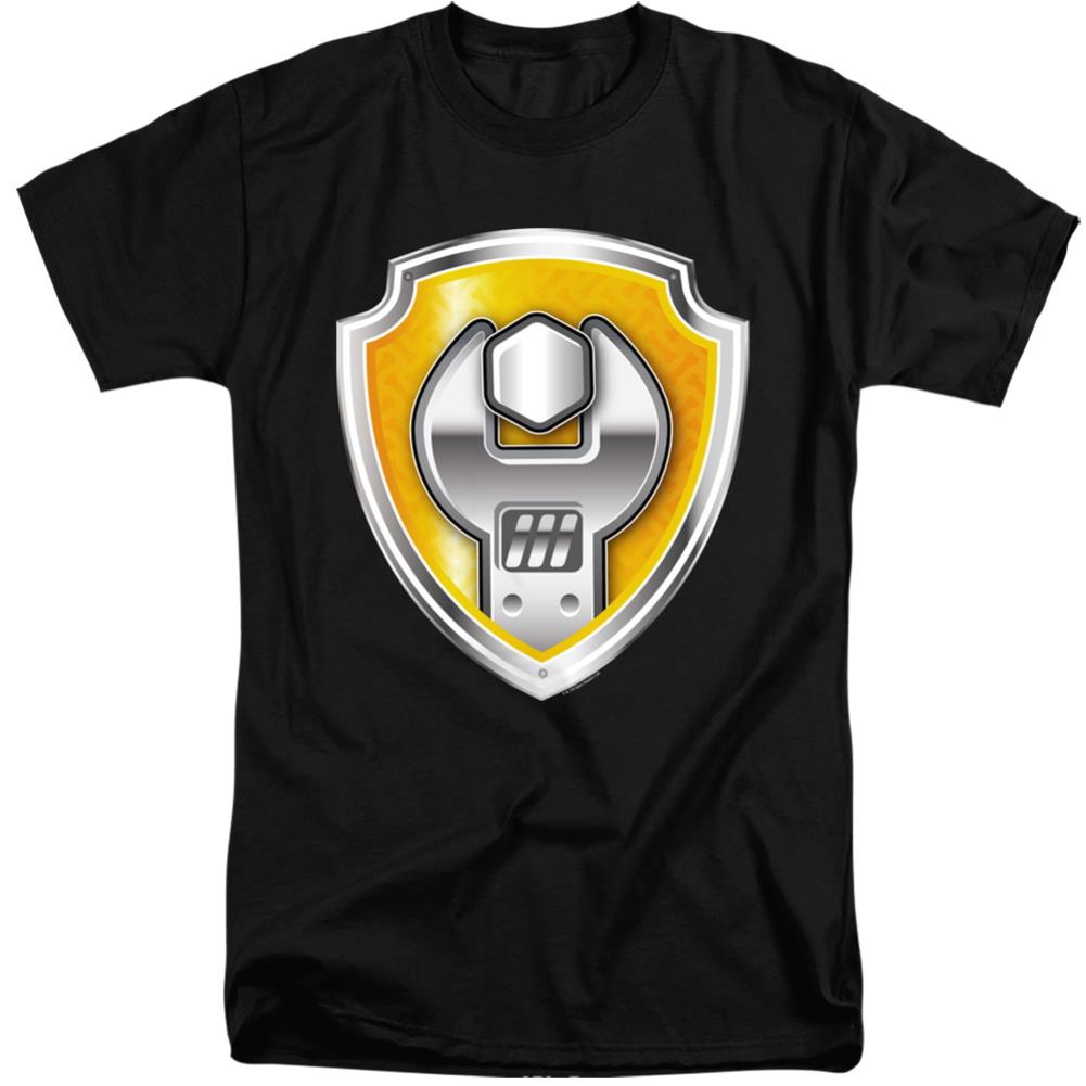 Paw Patrol Rubble Badge Men's 18/1 Tall Cotton Short-Sleeve T-Shirt