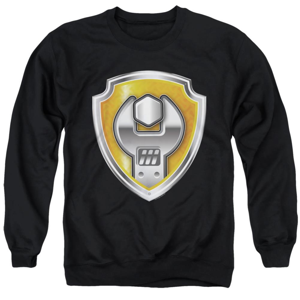 Paw Patrol Rubble Badge Men's Crewneck 50 50 Poly Long-Sleeve T-Shirt