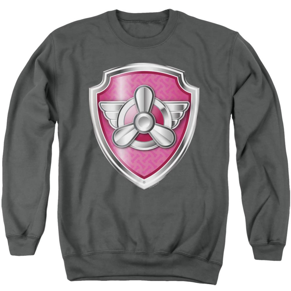 Paw Patrol Skye Badge Men's Crewneck 50 50 Poly Long-Sleeve T-Shirt