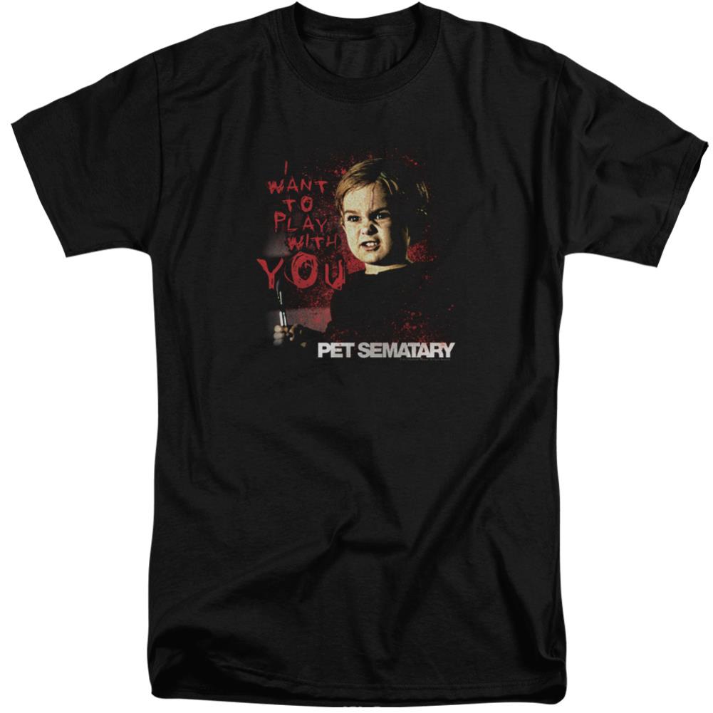 Pet Sematary I Want To Play Men's 18/1 Tall Cotton Short-Sleeve T-Shirt