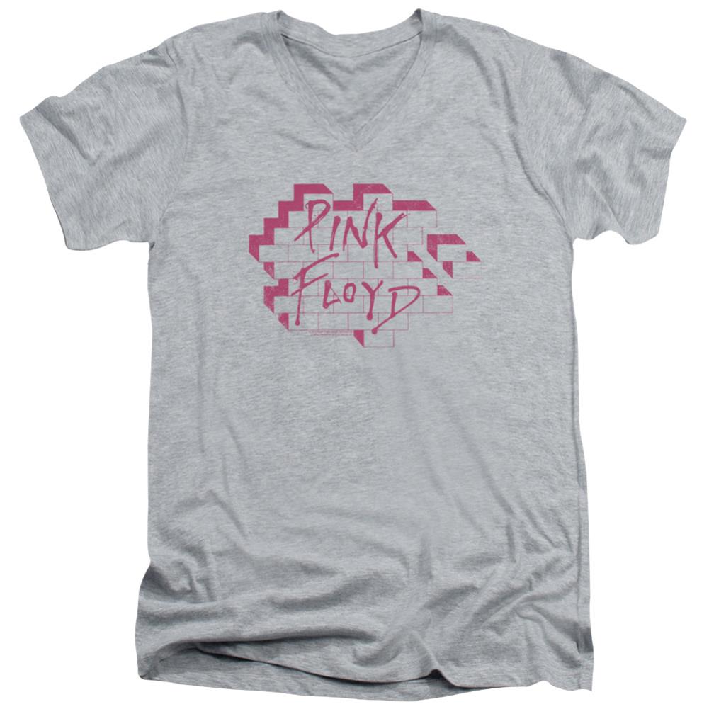 Pink Floyd Wall Logo Men's 30/1 Cotton Slim V-Neck T-Shirt