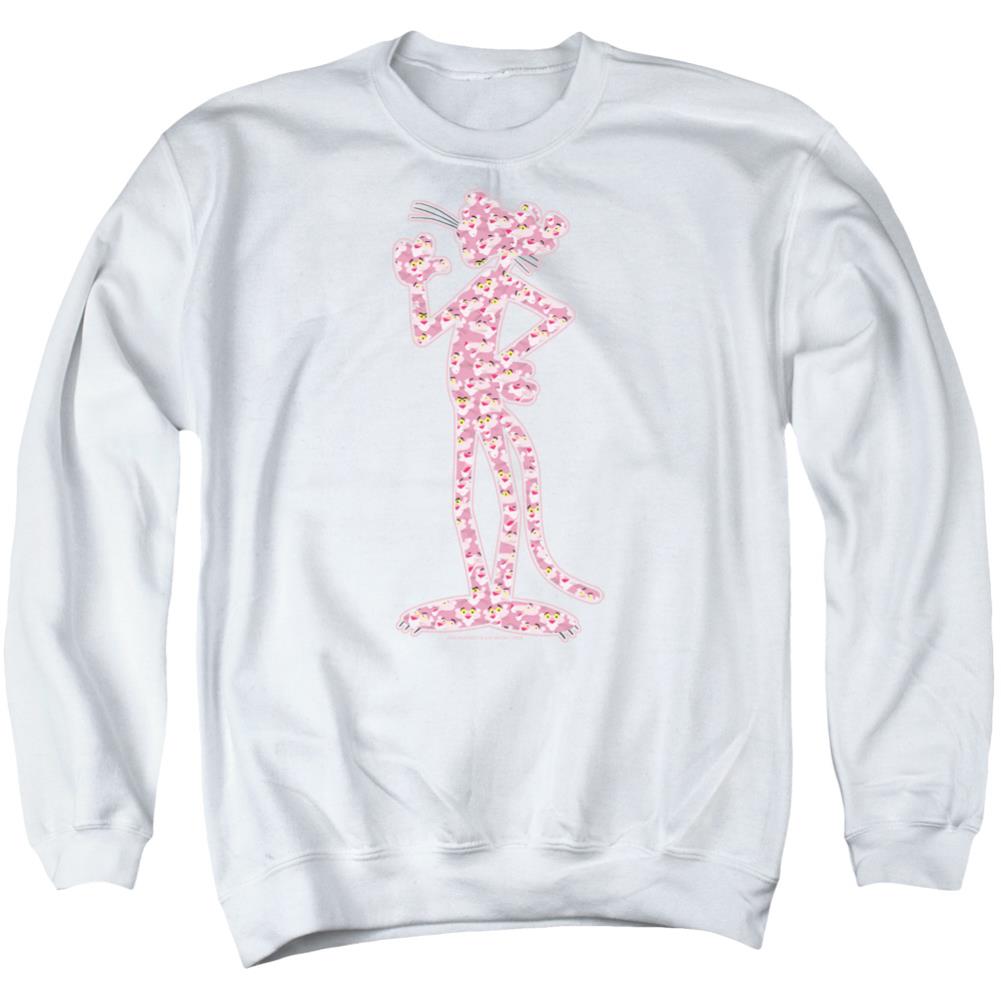Pink Panther Heads Men's Crewneck 50 50 Poly Long-Sleeve T-Shirt
