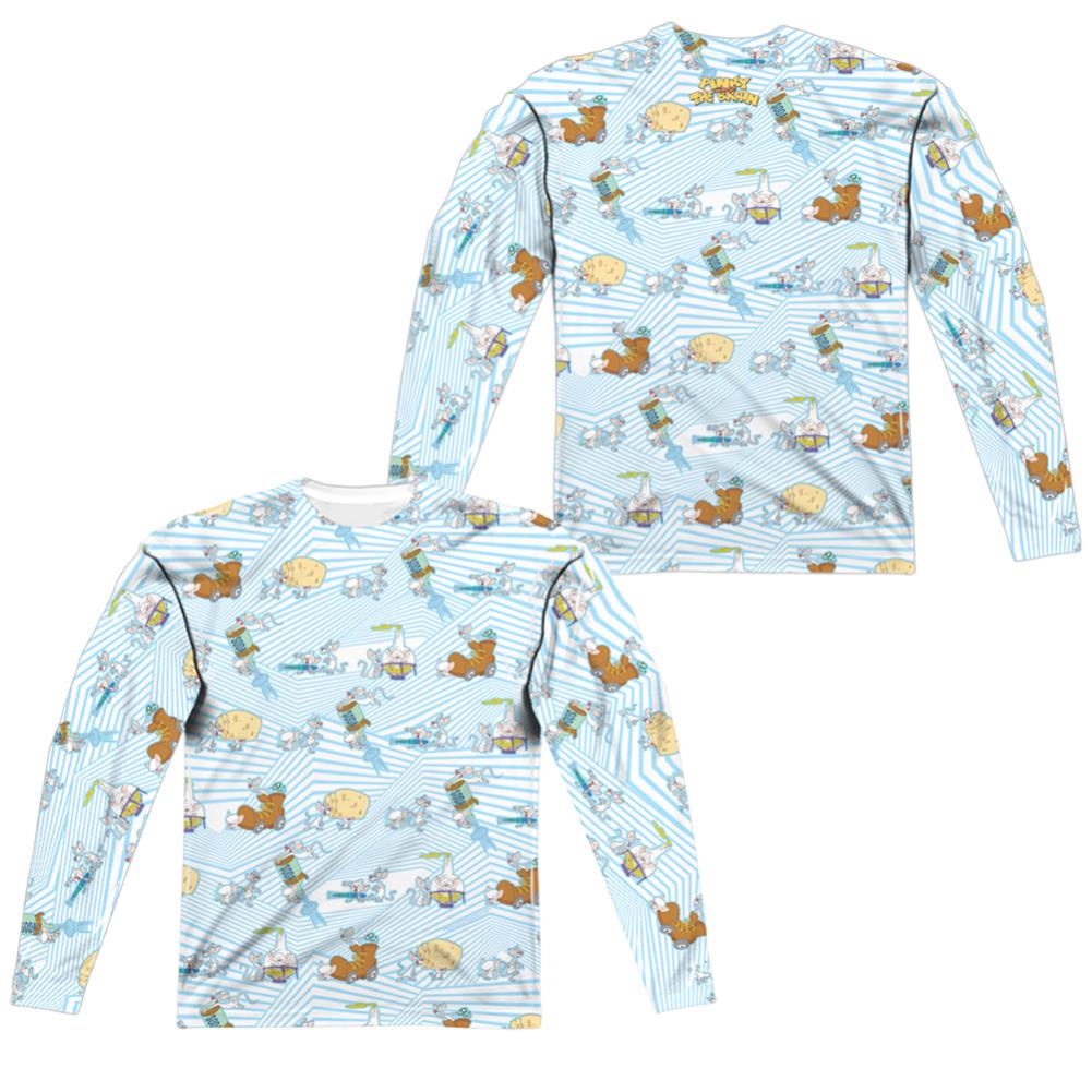 Pinky And The Brain Experiments (Front/Back Print) Men's Regular Fit Polyester Long-Sleeve T-Shirt