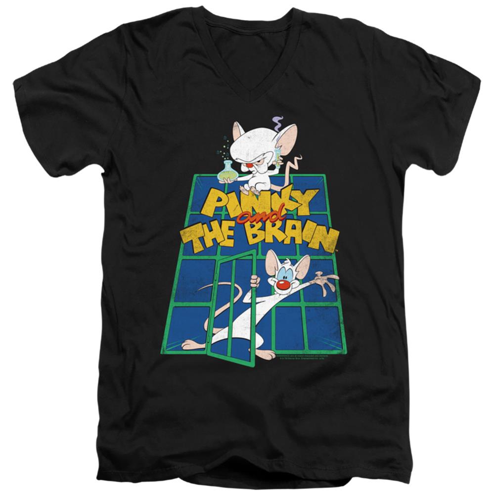 Pinky And The Brain Ol Standard Men's 30/1 Cotton Slim V-Neck T-Shirt