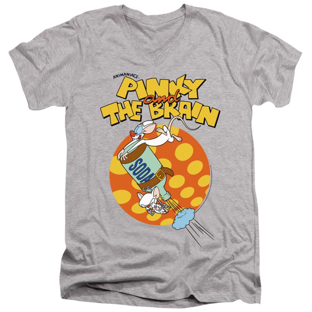 Pinky And The Brain Soda Men's 30/1 Cotton Slim V-Neck T-Shirt
