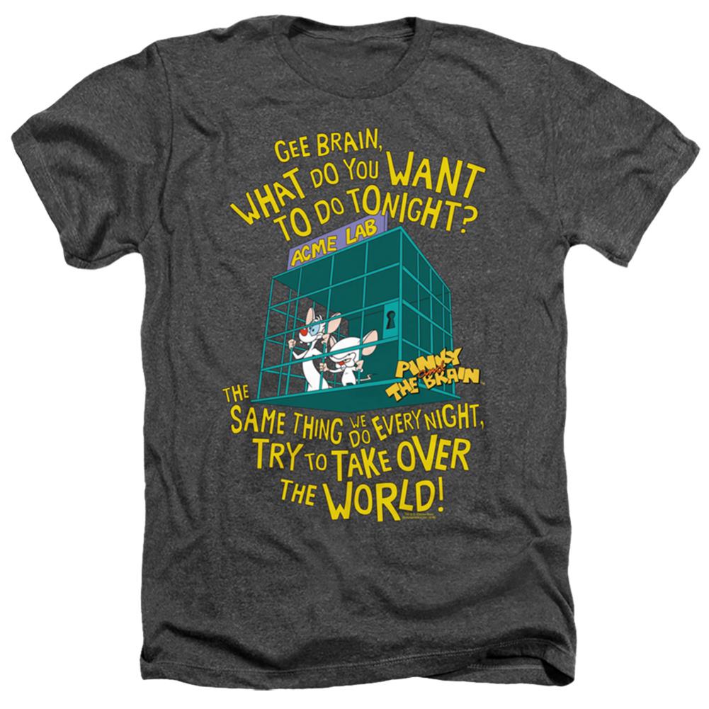 Pinky And The Brain The World Men's 30/1 Heather 60 40 Poly Short-Sleeve T-Shirt