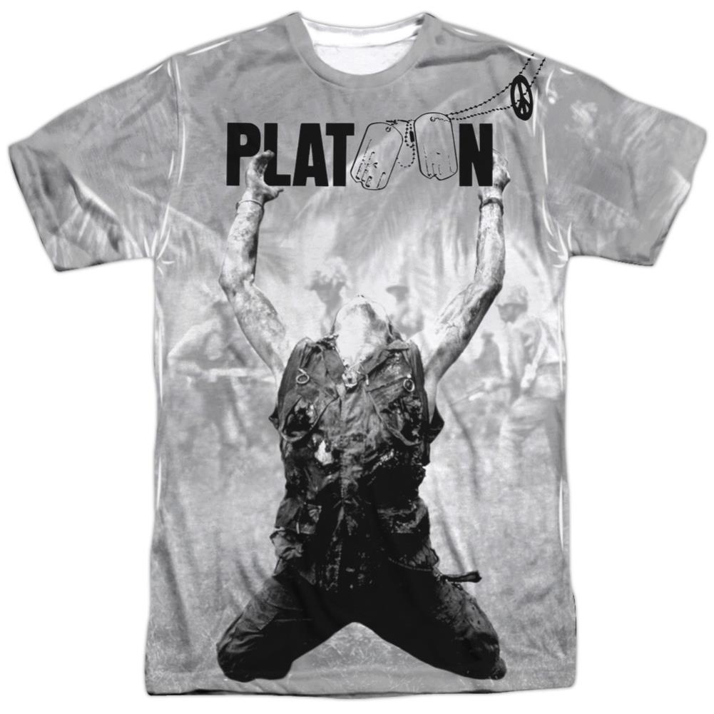 Platoon Grayscale Poster Men's Regular Fit Polyester Short-Sleeve T-Shirt