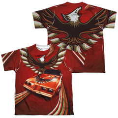 Pontiac Firebird Flames (Front/Back Print) Youth Regular Fit Poly Short-Sleeve T-Shirt