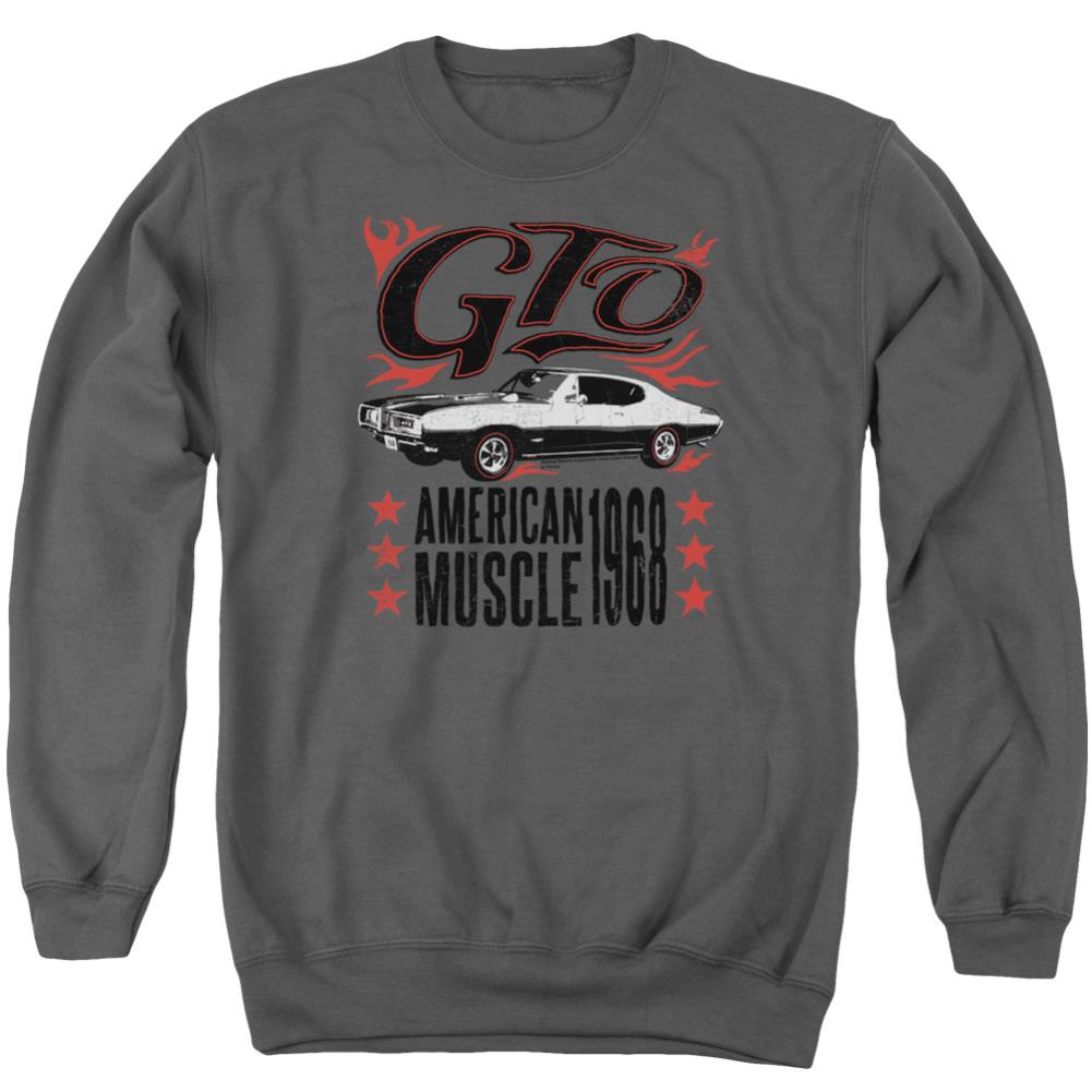 Pontiac GTO Flames Men's Crewneck 50 50 Poly Long-Sleeve T-Shirt