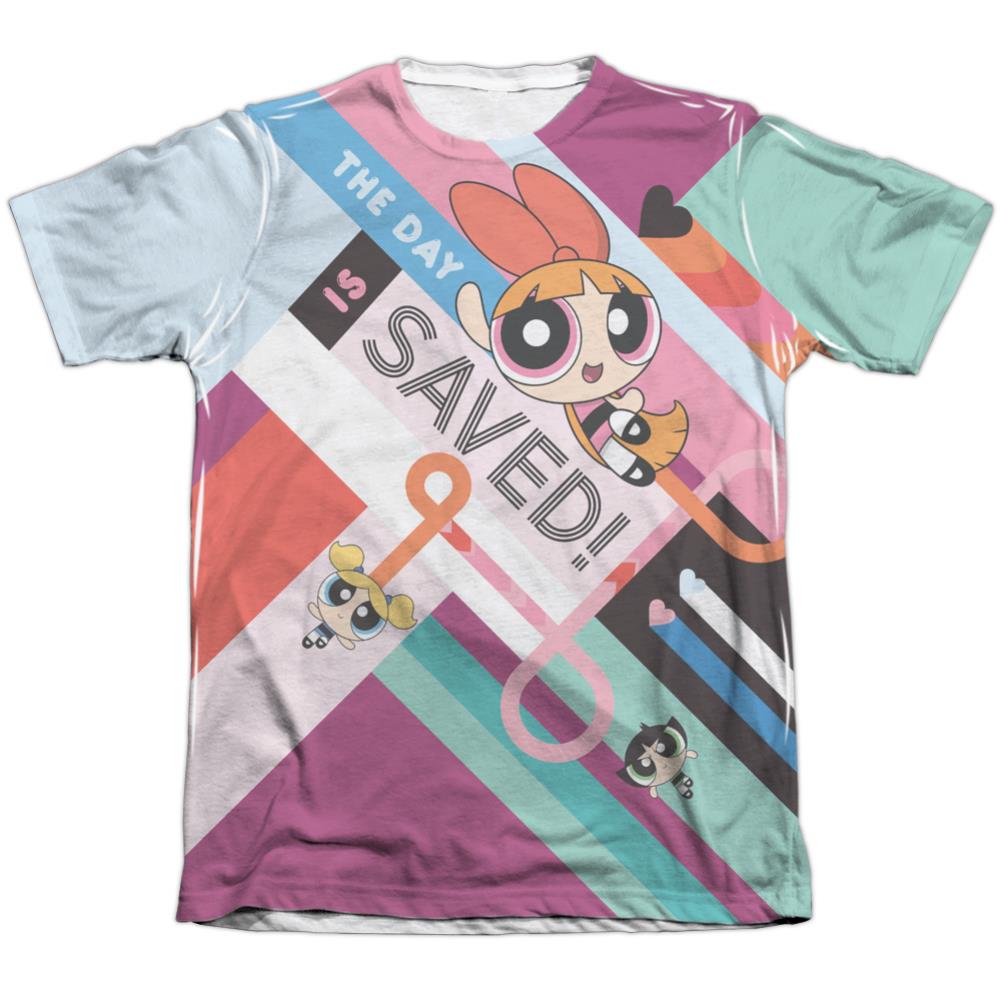 Powerpuff GirLong-Sleeve T-Shirthe Day Is Saved Men's Regular Fit Poly Cotton Short-Sleeve T-Shirt