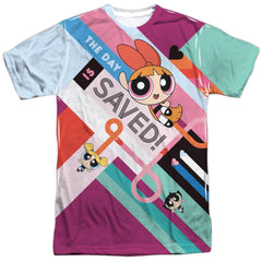 Powerpuff GirLong-Sleeve T-Shirthe Day Is Saved Men's Regular Fit Polyester Short-Sleeve T-Shirt