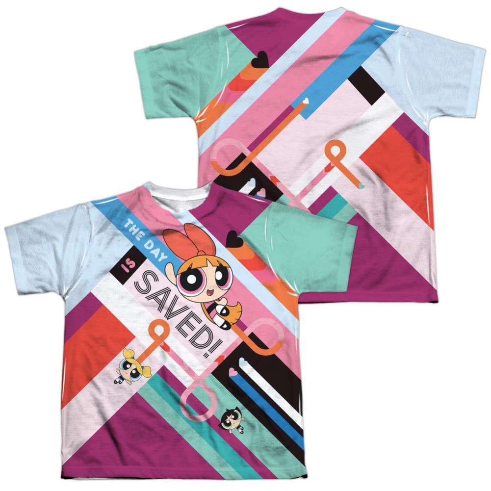 Powerpuff GirLong-Sleeve T-Shirthe Day Is Saved Youth Regular Fit Poly Short-Sleeve T-Shirt