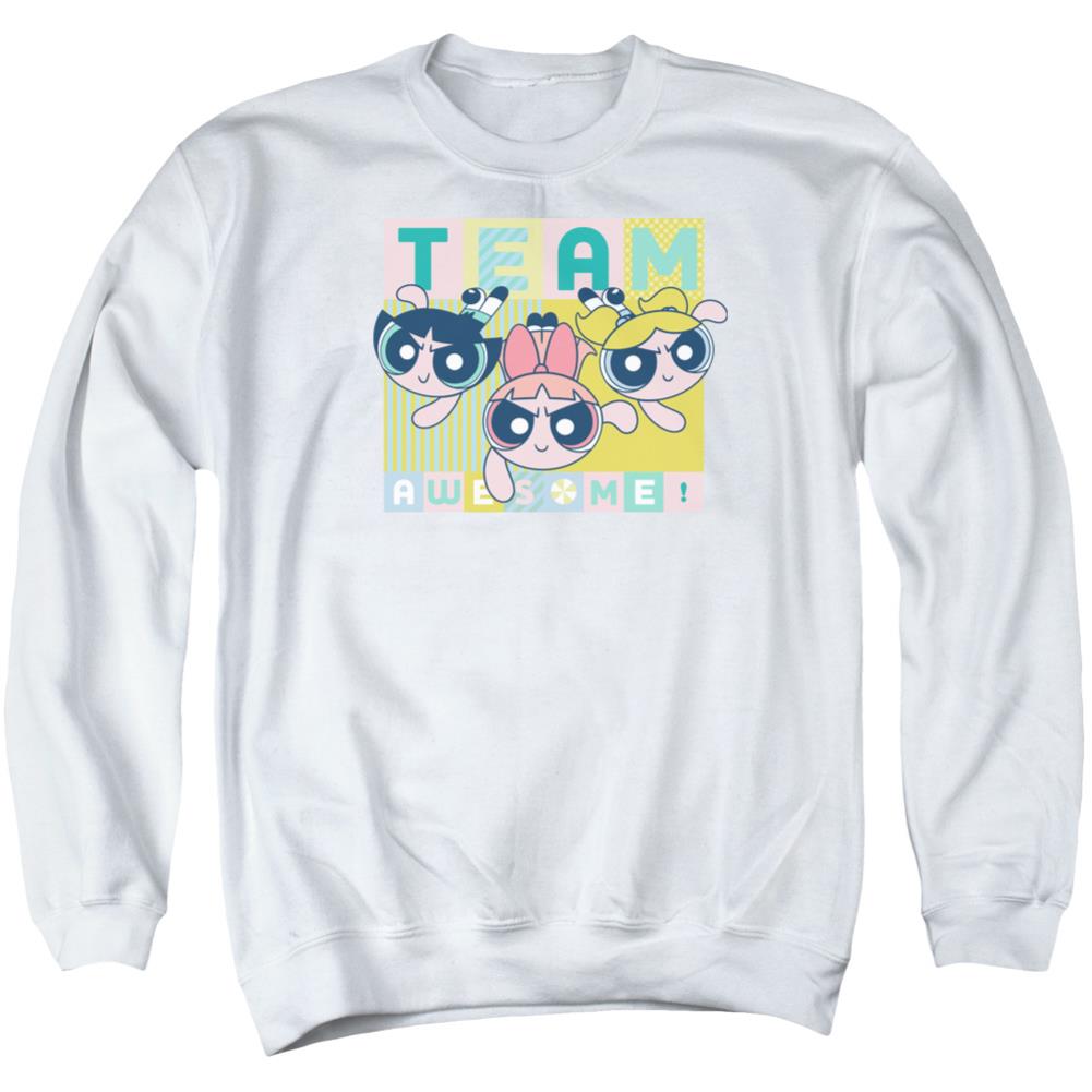 Powerpuff Girls Awesome Block Men's Crewneck 50 50 Poly Long-Sleeve T-Shirt