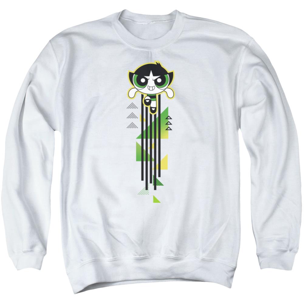 Powerpuff Girls Buttercup Streak Men's Crewneck 50 50 Poly Long-Sleeve T-Shirt