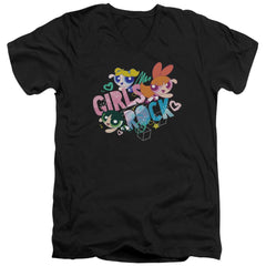 Powerpuff Girls Girls Rock Men's 30/1 Cotton Slim V-Neck T-Shirt