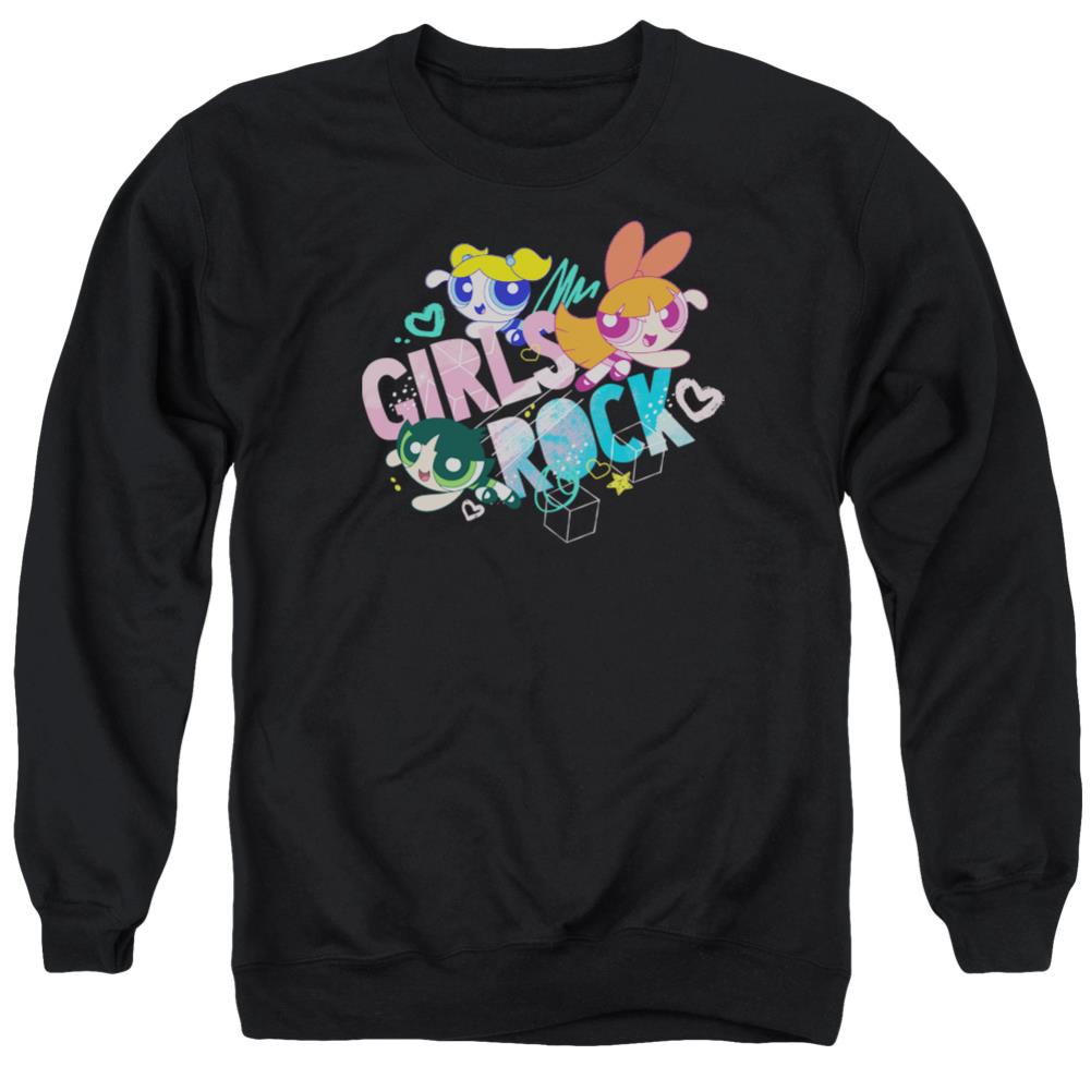 Powerpuff Girls Girls Rock Men's Crewneck 50 50 Poly Long-Sleeve T-Shirt